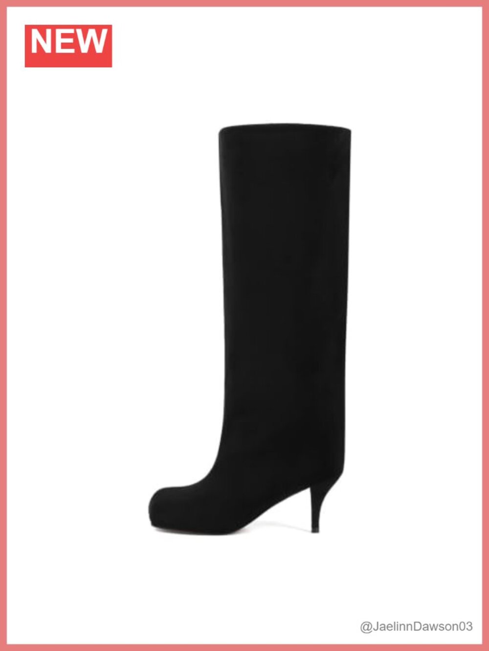 Black Suede Square Toe Knee High Kitten Heel Boots Women Pull On